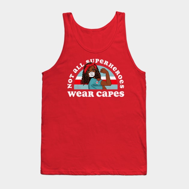 Retro Not all Superheroes Wear Capes Black Nurse Tank Top by Tingsy